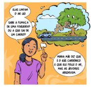 Nas histórias, três crianças que representam a diversidade cultural brasileira - Tuane, Hugo e Luana - estão preocupadas com a saúde do Planeta Terra