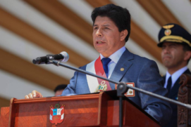 O presidente do Peru, Pedro Castillo, durante cerimônia na capital, Lima