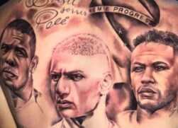 Richarlison tatuou os rostos de Ronaldo, Neymar e do próprio jogador .