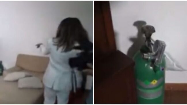 O cilindro de oxigênio teria sido deixado pelos antigos moradores, Jair e Michelle Bolsonaro
