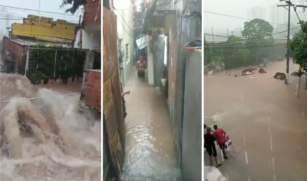 Trechos de vídeos mostram que a chuva causou destruição nas comunidades São Remo e Riacho Doce, no Butantã, em SP