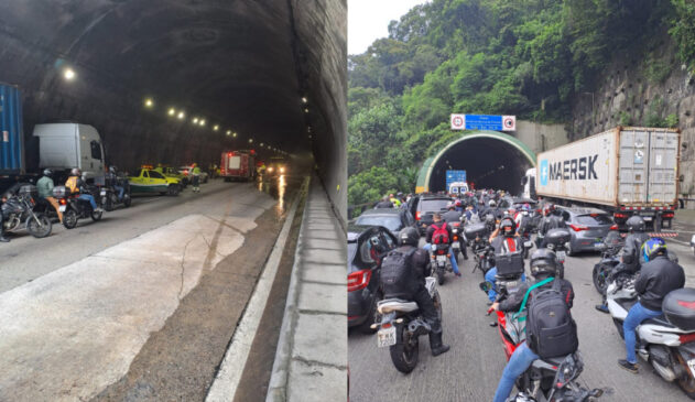 Veículo pega fogo dentro de túnel da Imigrantes e causa congestionamento