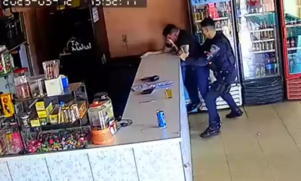 Um policial militar do Distrito Federal aparece em vídeo agredindo um dono de bar no Setor Sul, na região de Formosa, em Goiás