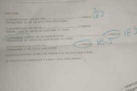 Receita médica com prescrição de sorvete e videogame Free Fire