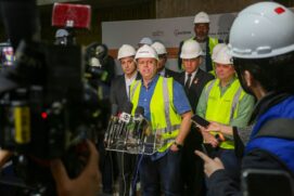 Governador de São Paulo, Tarcísio de Freitas em visita às obras da Linha 6 do metrô