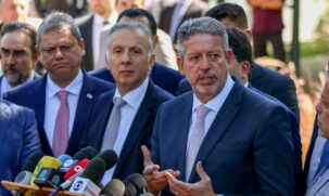 O presidente da Câmara dos Deputados, Arthur Lira (PP-AL), se reuniu com os governadores, na residência oficial da Câmara