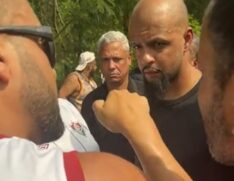 Nesta quinta-feira, torcedores do Fluminense estiveram na entrada do CT do clube, localizado na Barra da Tijuca, para protestar contra a equipe