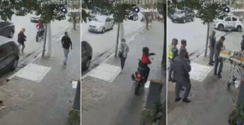 Câmeras de segurança mostraram ação do bandido e depois socorro à vítima