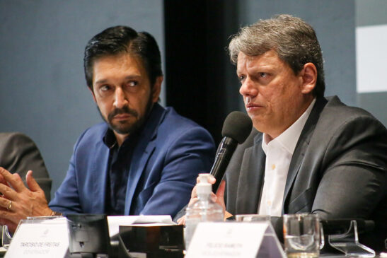 Ricardo Nunes, prefeito de São Paulo, e Tarcísio de Freitas, governador do estado de São Paulo