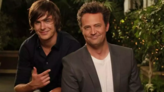 Zac Efron e Matthew Perry em divulgação do filme '17 Outra Vez'
