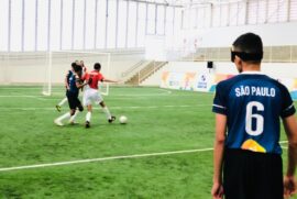 Partida de futebol nas Paralimpíadas Escolares