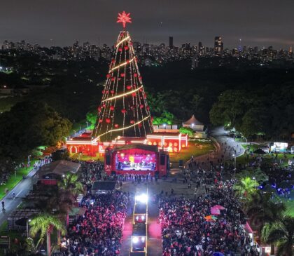 Árvore de natal da Coca-Cola Femsa Brasil é instalada no Parque Villa Lobos, na Capital