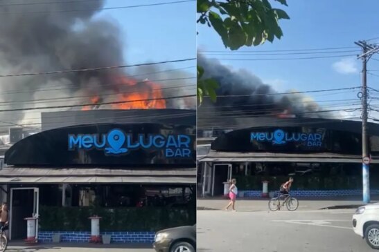 Meu Lugar Bar pegou fogo na tarde desta quarta-feira (15) em Santos (SP)