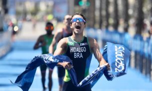 Ele veio no triatlo masculino, prova disputada em Viña Del Mar que Miguel Hidalgo completou em 1h46min08s