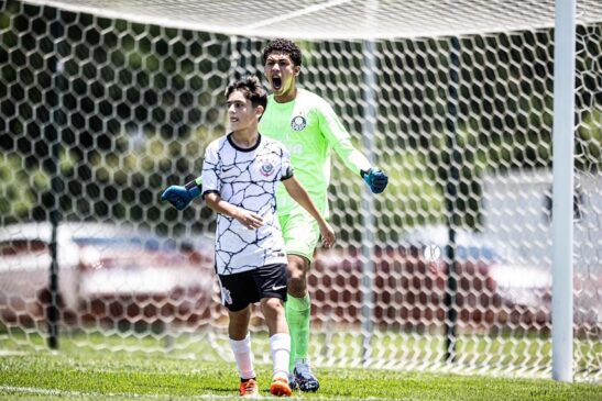 Goleiro do Palmeiras, Audo Ventilari, defende pênalti de filho de Fagner