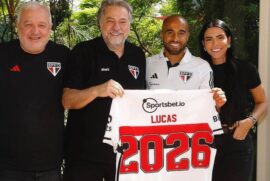 O São Paulo anunciou na tarde desta sexta-feira (22) a renovação de contrato do atacante Lucas até o final de 2026.