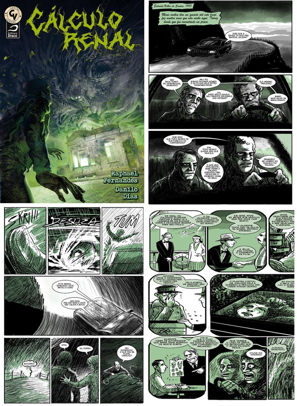Com base no famoso gênero horror cósmico, a arte da obra é composta por desenhos em preto, branco e verde distribuídos em 32 páginas