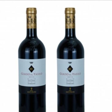 Um dos lotes possui duas garrafas de Antinori Guado al Tasso, safra 2019