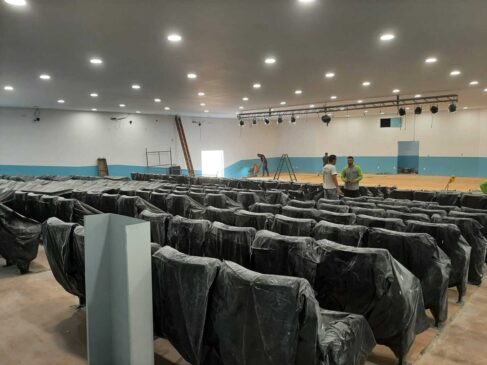 Obras no Espaço Cultural Olair Coan, no bairro Água Branca, em Porto Feliz