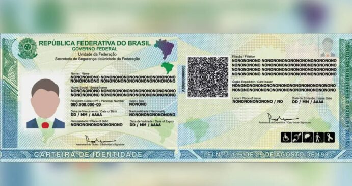 Modelo da nova carteira de identidade do Brasil