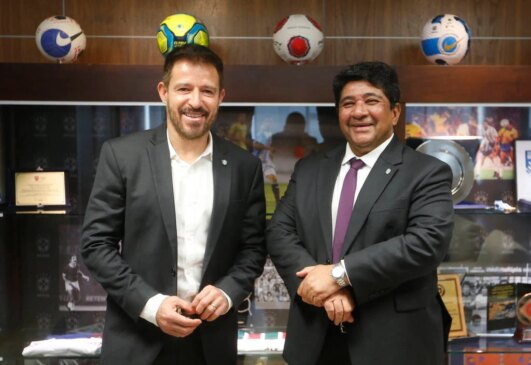 Ramon Menezes, treinador do sub-20 e sub-23 e Ednaldo Rodrigues, presidente da CBF