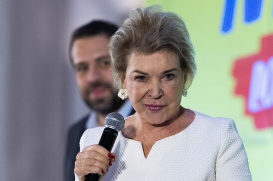 Marta Suplicy e Guilherme Boulos, durante evento no Dia das Mulheres