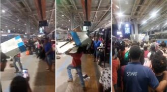 Passageiro se revolta com demora de ônibus em SP e promove quebra-quebra em terminal