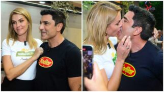Ana Hickmann e Edu Guedes trocam beijos e carinhos em primeiro evento como casal