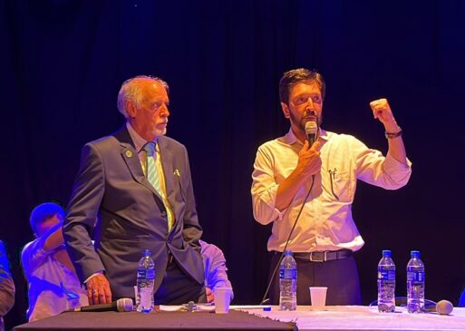 João Garcia e Ricardo Nunes, durante evento de apoio do Mobiliza à reeleição do prefeito de São Paulo