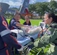 Mesmo entubado bebê é resgatado por helicóptero no RS