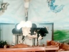 Um boi foi encontrado em cima do altar de uma igreja em Taquari, no interior do Rio Grande do Sul, no último sábado (4)