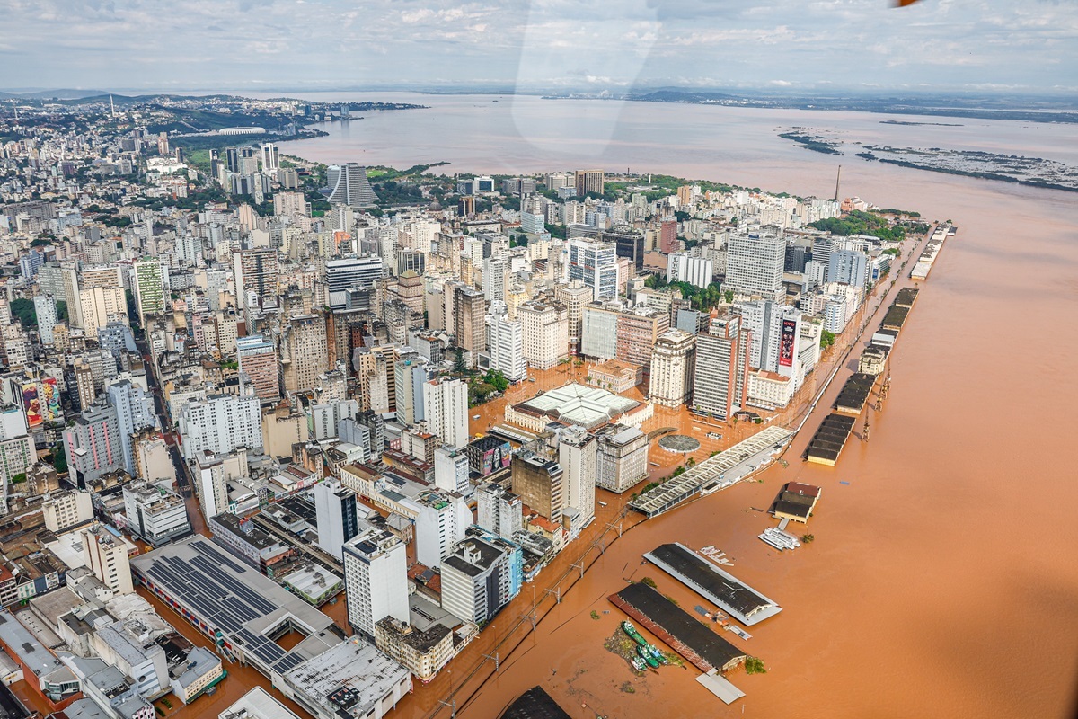 Cidade de Canoas, na região metropolitana de Porto Alegre, neste domingo