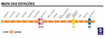 Mapa do metrô da linha 6-Laranja