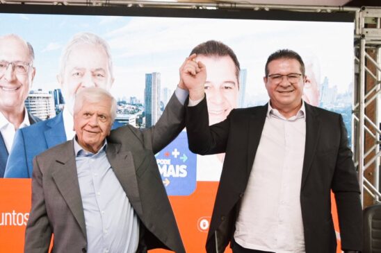 Luiz Fernando e Dib durante evento de anúncio da pré-candidatura a vice