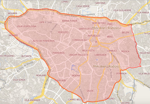 Mapa do rodízio de carros de SP
