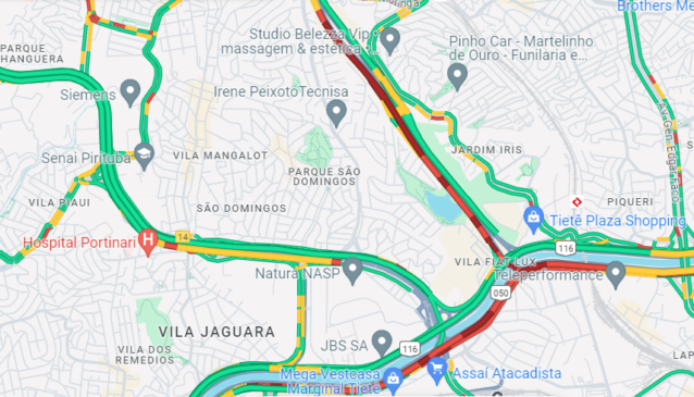Trânsito na marginal Tietê dia 22 de maio de 2024