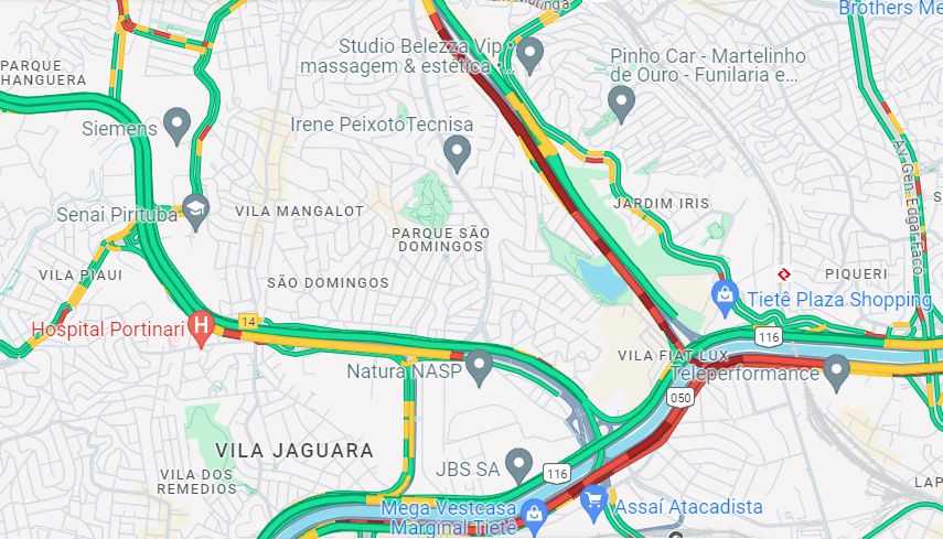Trânsito na marginal Tietê dia 22 de maio de 2024