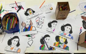 Contação de Histórias e pintura dos desenhos de Anne Frank.