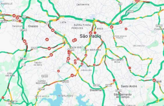 Principais vias congestionadas em SP