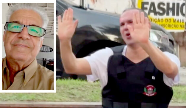Tiago Gomes de Souza (dir.), acusado de matar após uma voadora o idoso Cesar Fine Torresi (esq.)