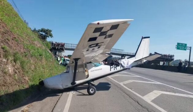 Aeronave fez pouso forçado em pista de estrada no interior de São Paulo