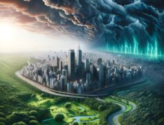 São Paulo: de áreas verdes a zonas urbanas quentes. Imagem gerada por IA que reflete as mudanças climáticas na cidade.