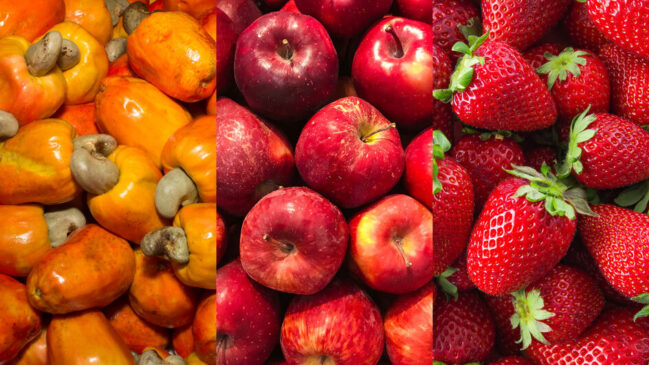 Maça, caju e morango são pseudofrutos