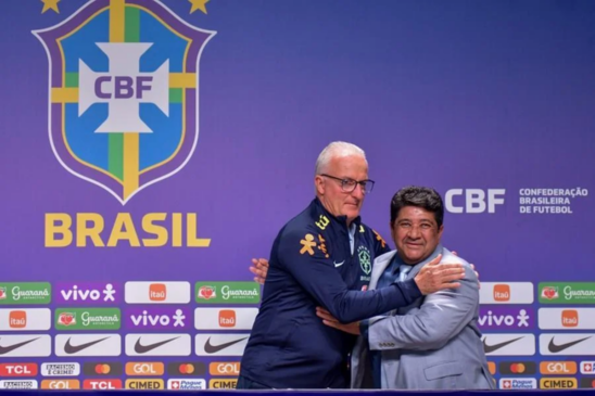 Dorival Jr. técnico da seleção brasileira, ao lado de Ednaldo Rodrigues, presidente da CBF