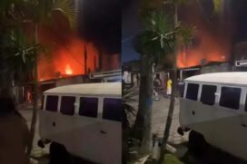 Incêndio destrói loja no litoral de SP