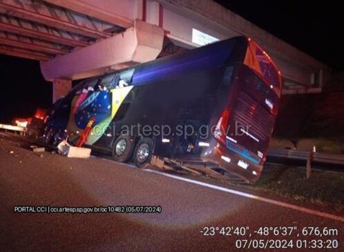 Ônibus bateu na pilastra após pane mecânica