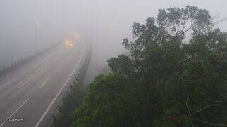 Chuva e neblina na serra do Sistema Anchieta-Imigrantes