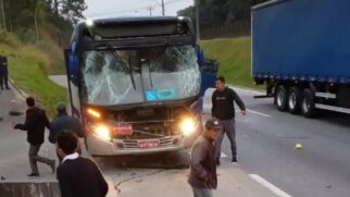 Coletivos foram atingidos na traseira pelo caminhão
