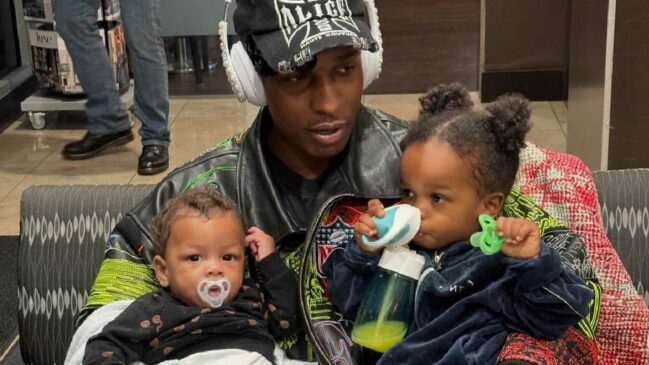A$AP Rocky com os filhos Riot e Rza