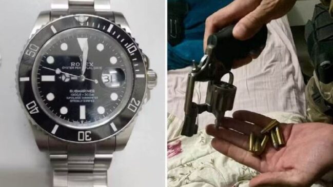 Policiais apreenderam um relógio avaliado em R$ 70 mil, além de arma de fogo e munições